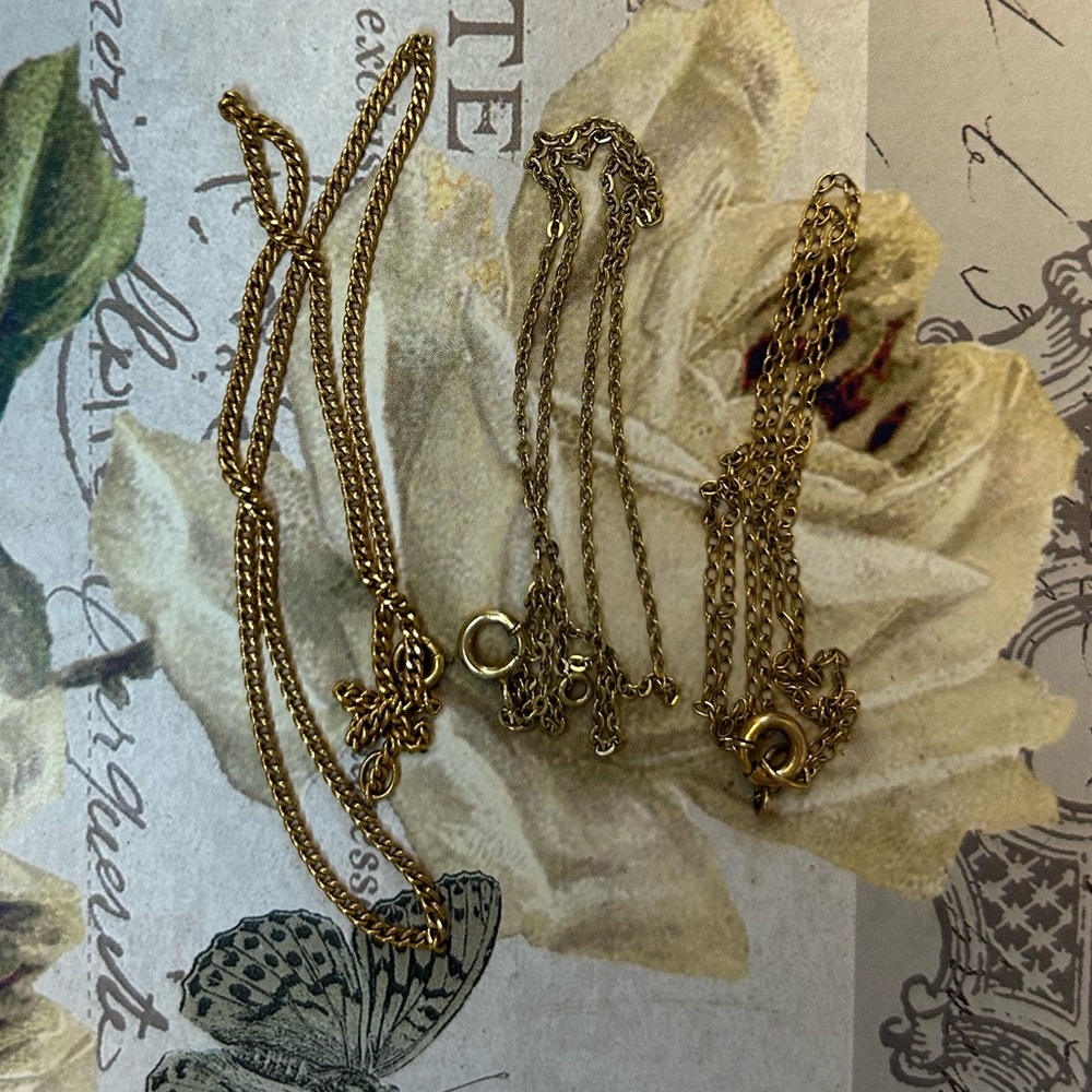 THREE 12kt gf  Victorian Baby necklaces